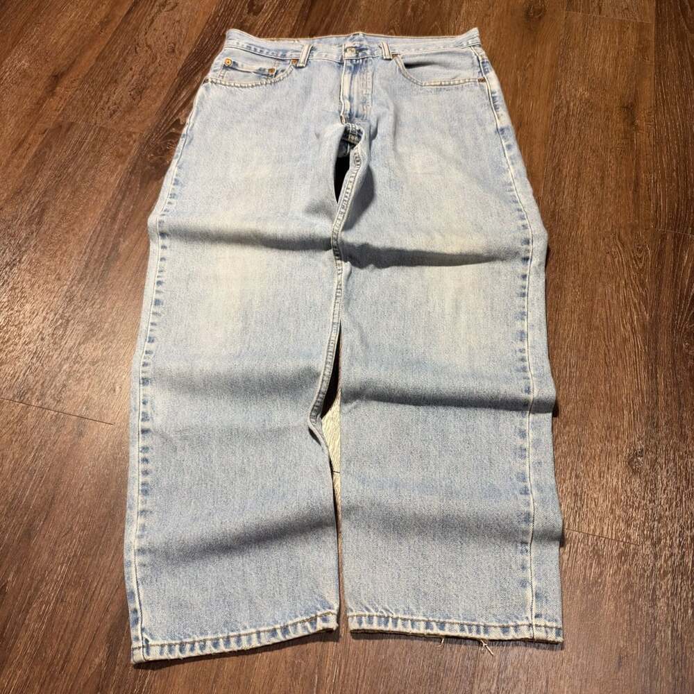 Vintage Levis 505 Blue Jeans Made In USA 38x32 (38x31) Distressed Grunge (F503)